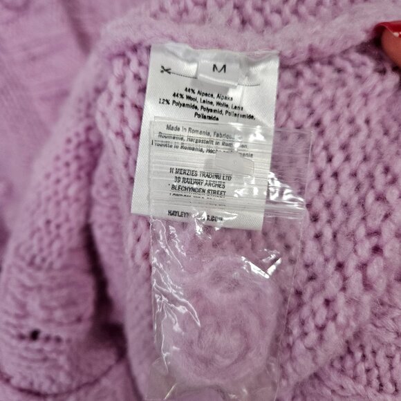 SOLD Hayley Menzies Gloria Alpaca Bubble-Knit Long Cardigan Sz M Lilac - Picture 7 of 11